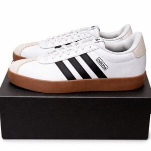 Adidas VL Court 3.0 White Black Gum Leather Men’s Sneakers Size 10 ID6285 NEW